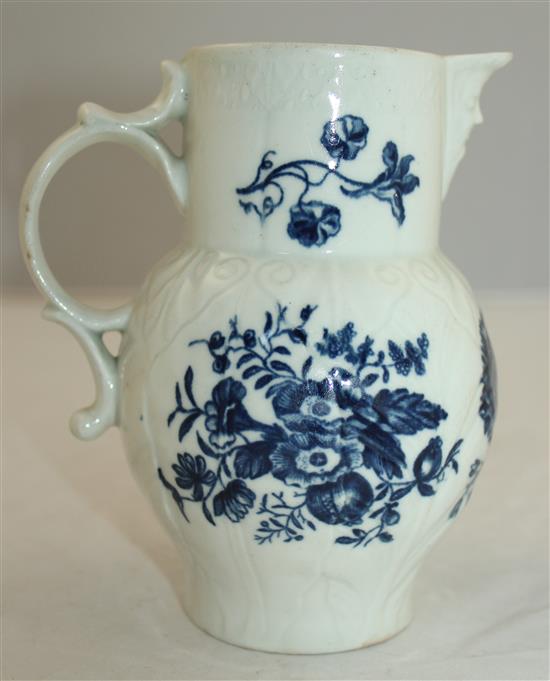 A Worcester leaf moulded mask jug, c.1770, 14.5cm